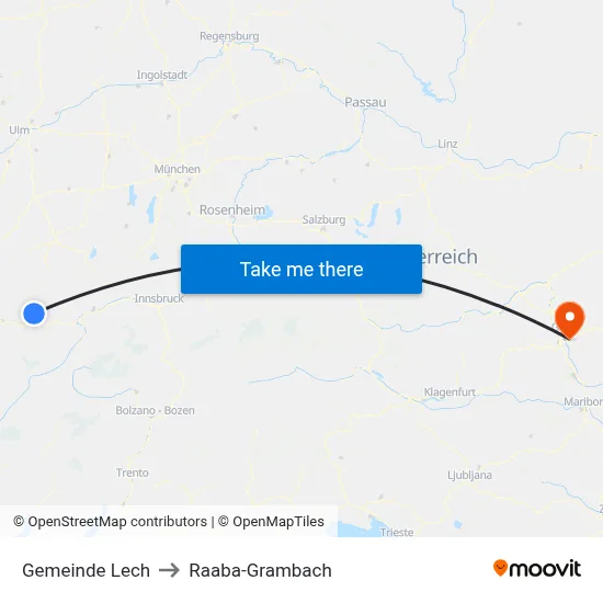 Gemeinde Lech to Raaba-Grambach map