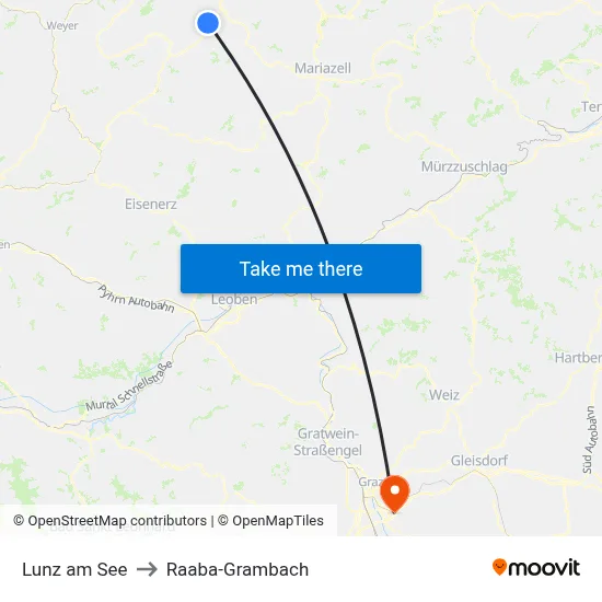 Lunz am See to Raaba-Grambach map