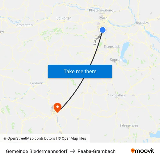 Gemeinde Biedermannsdorf to Raaba-Grambach map