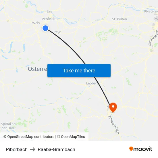 Piberbach to Raaba-Grambach map