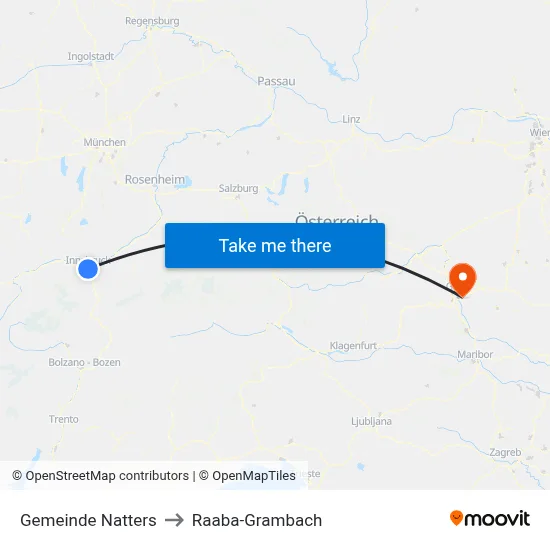 Gemeinde Natters to Raaba-Grambach map