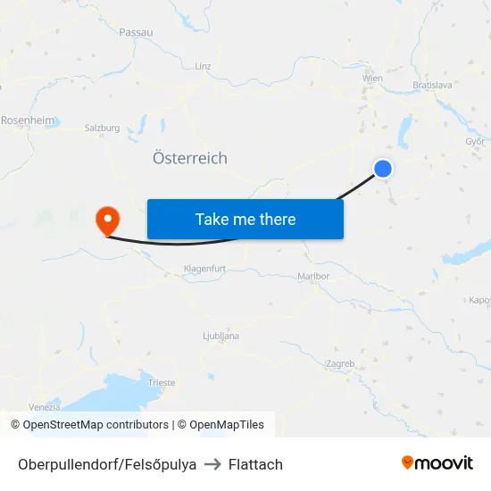 Oberpullendorf/Felsőpulya to Flattach map