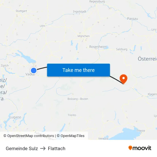 Gemeinde Sulz to Flattach map