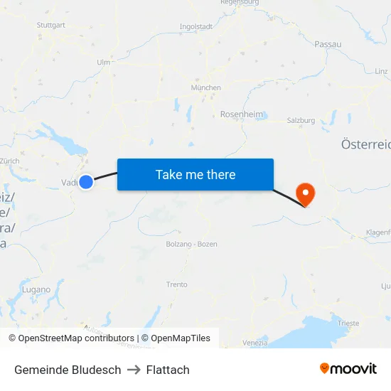 Gemeinde Bludesch to Flattach map