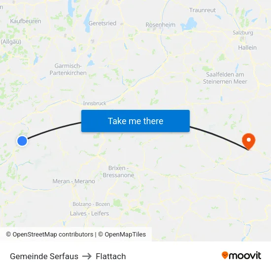 Gemeinde Serfaus to Flattach map