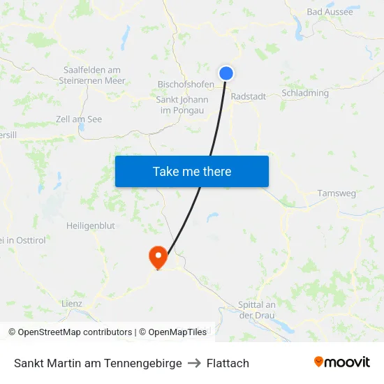 Sankt Martin am Tennengebirge to Flattach map
