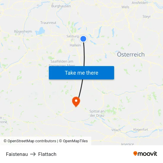 Faistenau to Flattach map