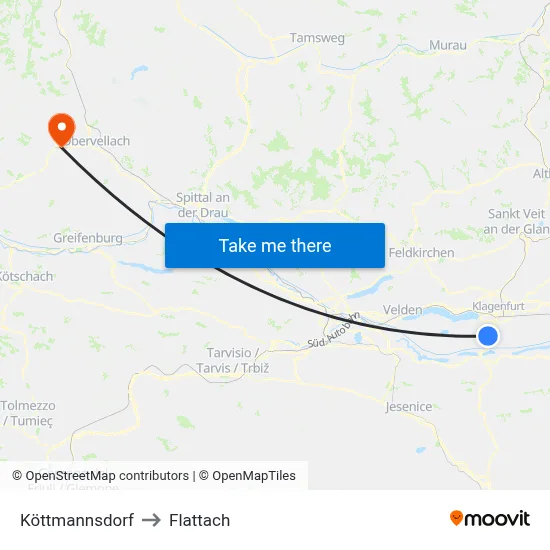Köttmannsdorf to Flattach map