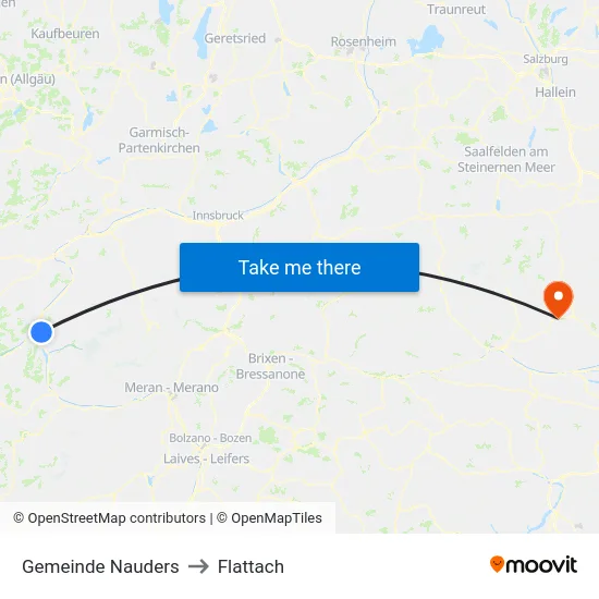 Gemeinde Nauders to Flattach map