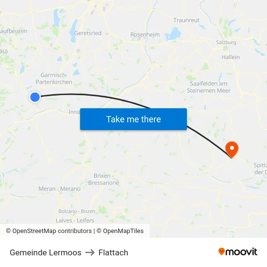 Gemeinde Lermoos to Flattach map