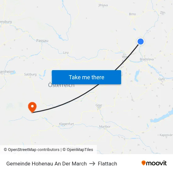 Gemeinde Hohenau An Der March to Flattach map