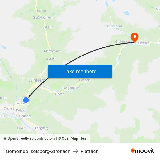 Gemeinde Iselsberg-Stronach to Flattach map