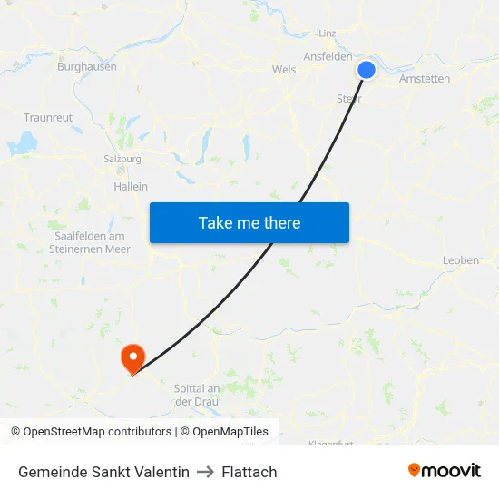 Gemeinde Sankt Valentin to Flattach map