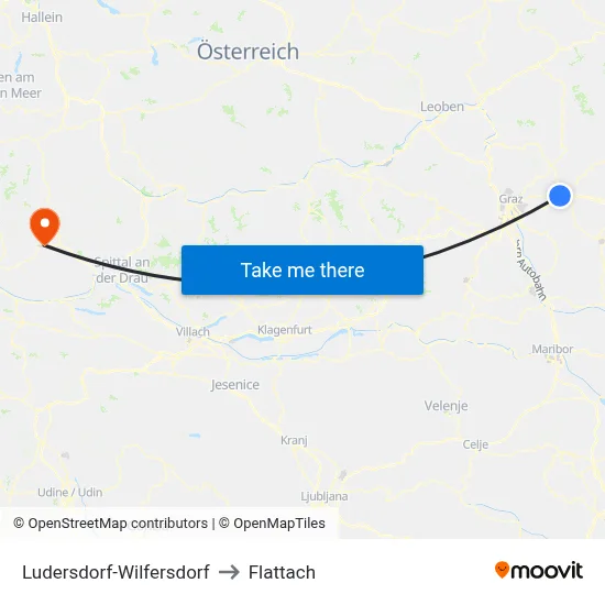 Ludersdorf-Wilfersdorf to Flattach map