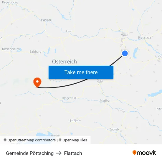 Gemeinde Pöttsching to Flattach map