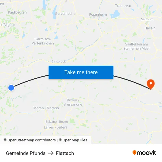 Gemeinde Pfunds to Flattach map