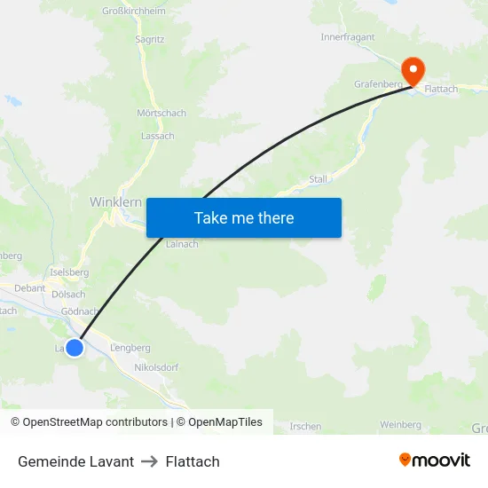 Gemeinde Lavant to Flattach map