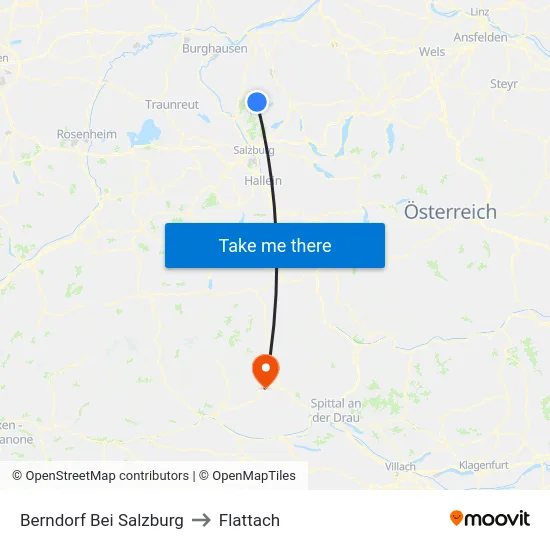 Berndorf Bei Salzburg to Flattach map
