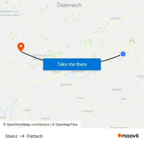 Stainz to Flattach map