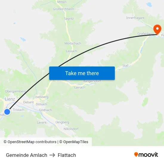 Gemeinde Amlach to Flattach map