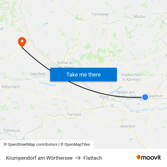Krumpendorf am Wörthersee to Flattach map