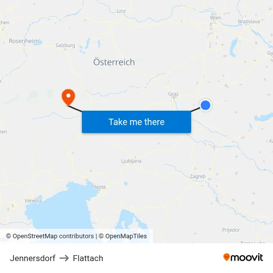 Jennersdorf to Flattach map