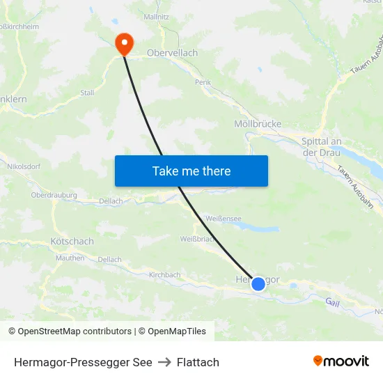Hermagor-Pressegger See to Flattach map