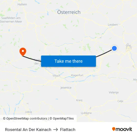 Rosental An Der Kainach to Flattach map
