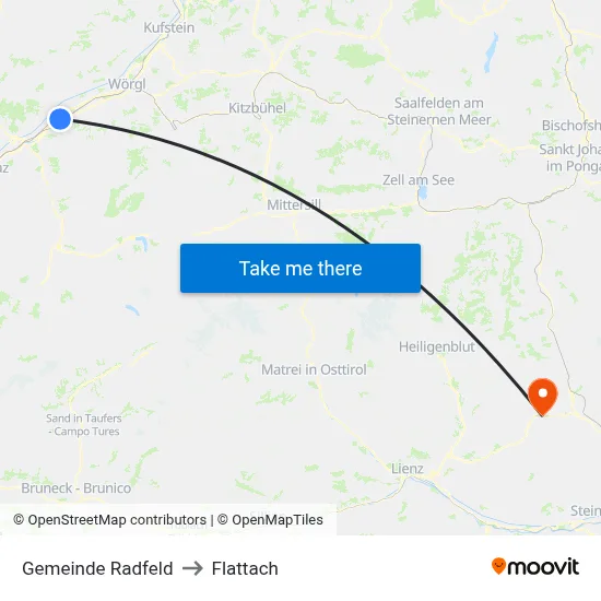 Gemeinde Radfeld to Flattach map