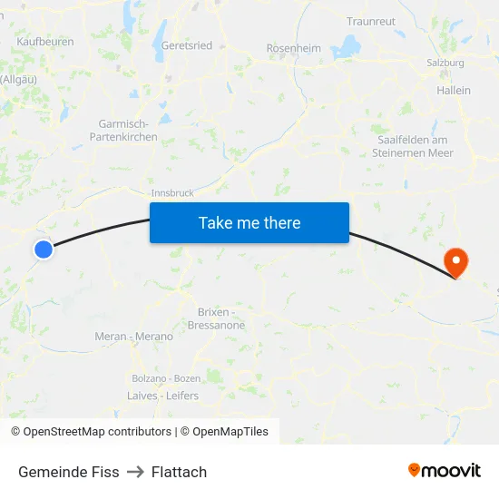 Gemeinde Fiss to Flattach map