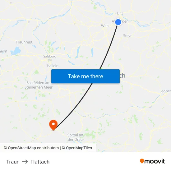Traun to Flattach map
