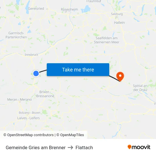 Gemeinde Gries am Brenner to Flattach map