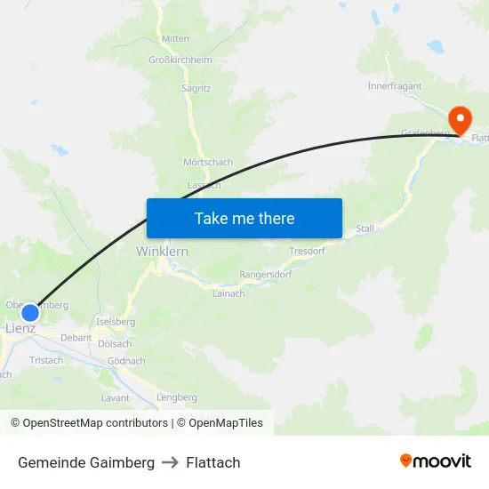 Gemeinde Gaimberg to Flattach map