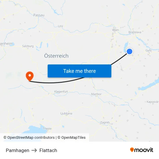 Pamhagen to Flattach map