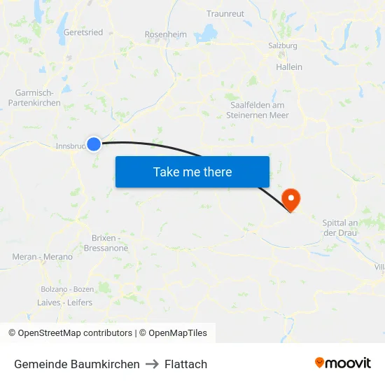 Gemeinde Baumkirchen to Flattach map