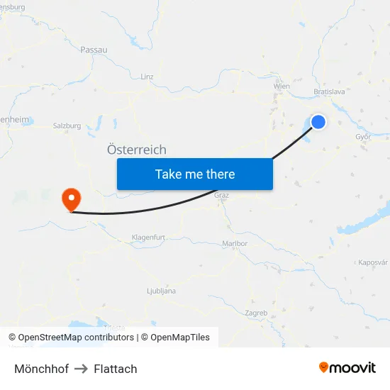 Mönchhof to Flattach map