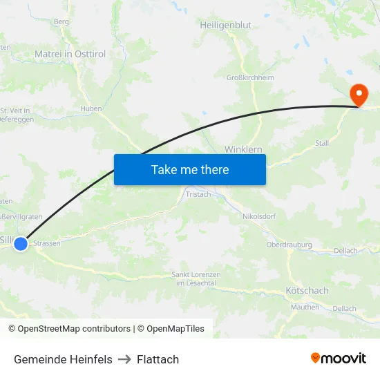 Gemeinde Heinfels to Flattach map