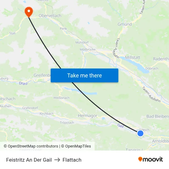Feistritz An Der Gail to Flattach map