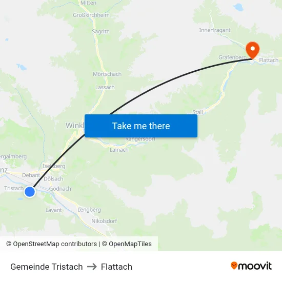 Gemeinde Tristach to Flattach map