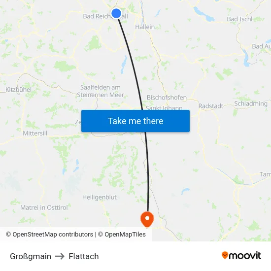 Großgmain to Flattach map