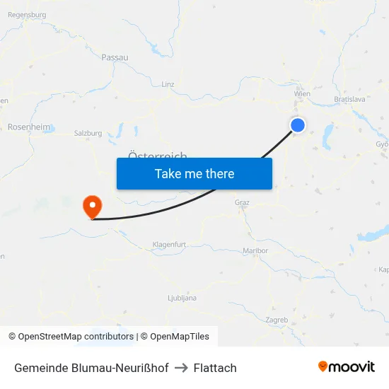 Gemeinde Blumau-Neurißhof to Flattach map