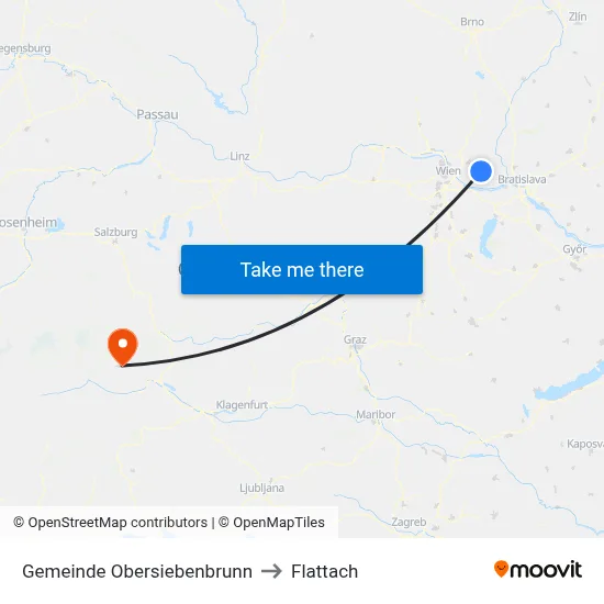 Gemeinde Obersiebenbrunn to Flattach map