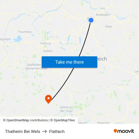 Thalheim Bei Wels to Flattach map