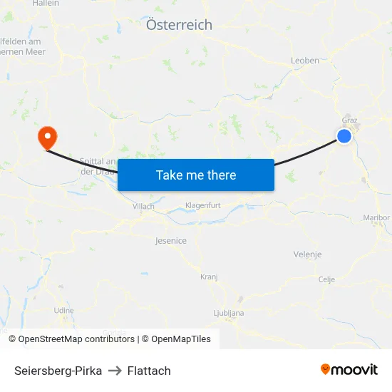 Seiersberg-Pirka to Flattach map