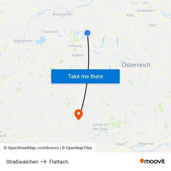 Straßwalchen to Flattach map