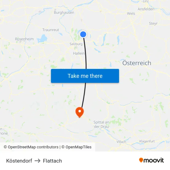 Köstendorf to Flattach map