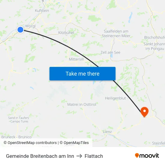 Gemeinde Breitenbach am Inn to Flattach map