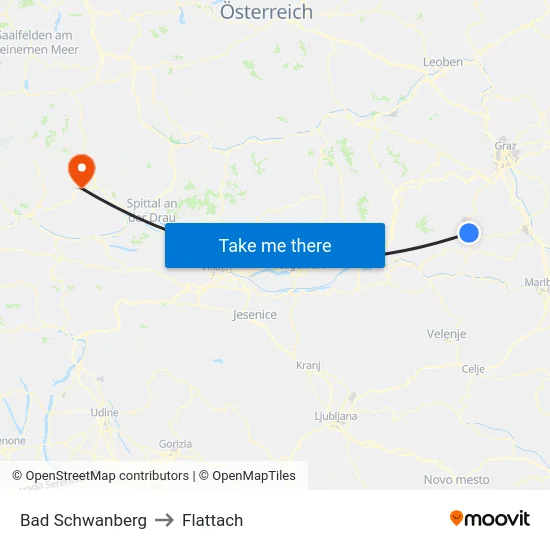 Bad Schwanberg to Flattach map