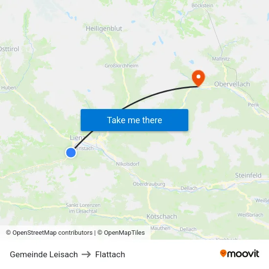 Gemeinde Leisach to Flattach map