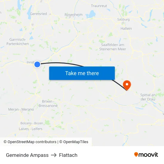 Gemeinde Ampass to Flattach map